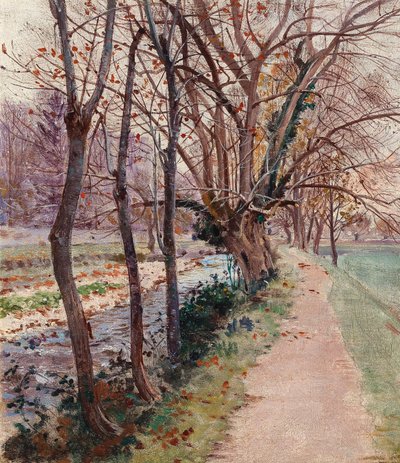 Avenue of Trees by a Stream by Theodor von Hormann